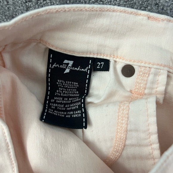 7 For All Mankind Pink Raw Hem Skinny Jeans - Picture 7 of 8